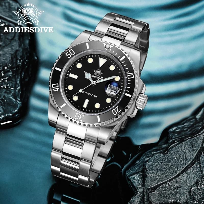 Montre homme ADDIESDIVE acier inoxydable étanche - Montre quartz sport business loisirs européen