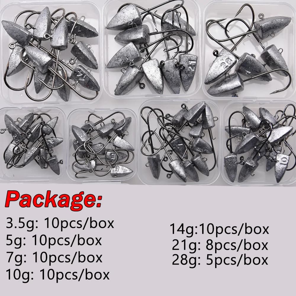 Hameçons Triangle Head NED MrLurion 3.5g-28g pour leurres souples - pêche au jig et appâts naturels