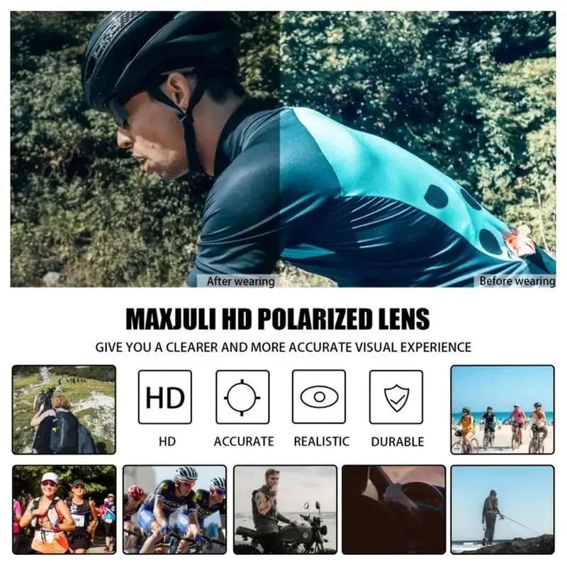 Lunettes de soleil UV400 pêche vélo sport unisexe protection vent confortable randonnée