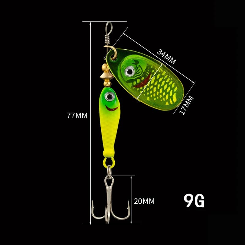 Leurre cuiller métal spinner bait 9g avec hameçon triple pour pêche de la carpe et carnassiers