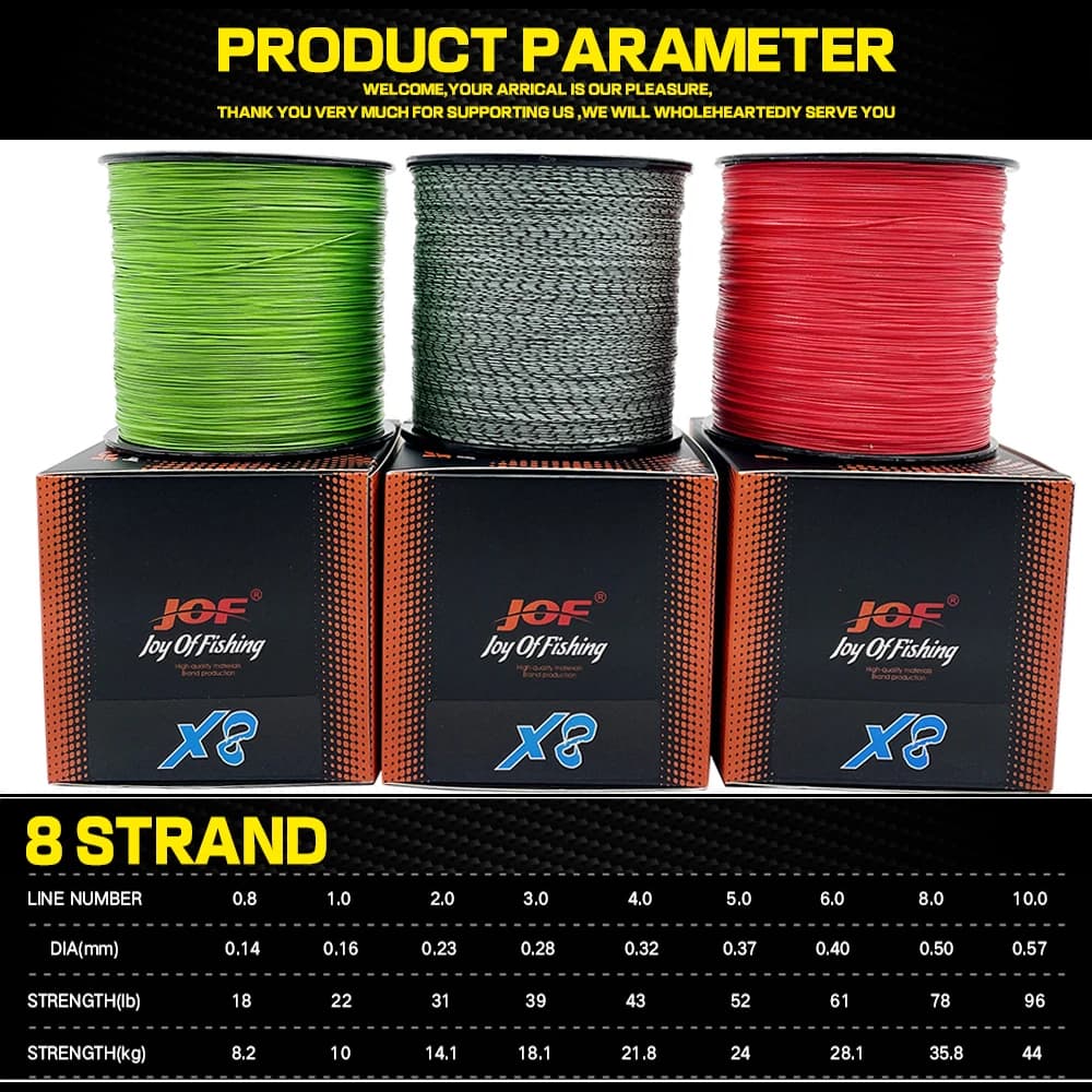 Fil de pêche invisible 0.14-0.5mm super résistant 8 brins tressés 500m gris-vert pour rivière