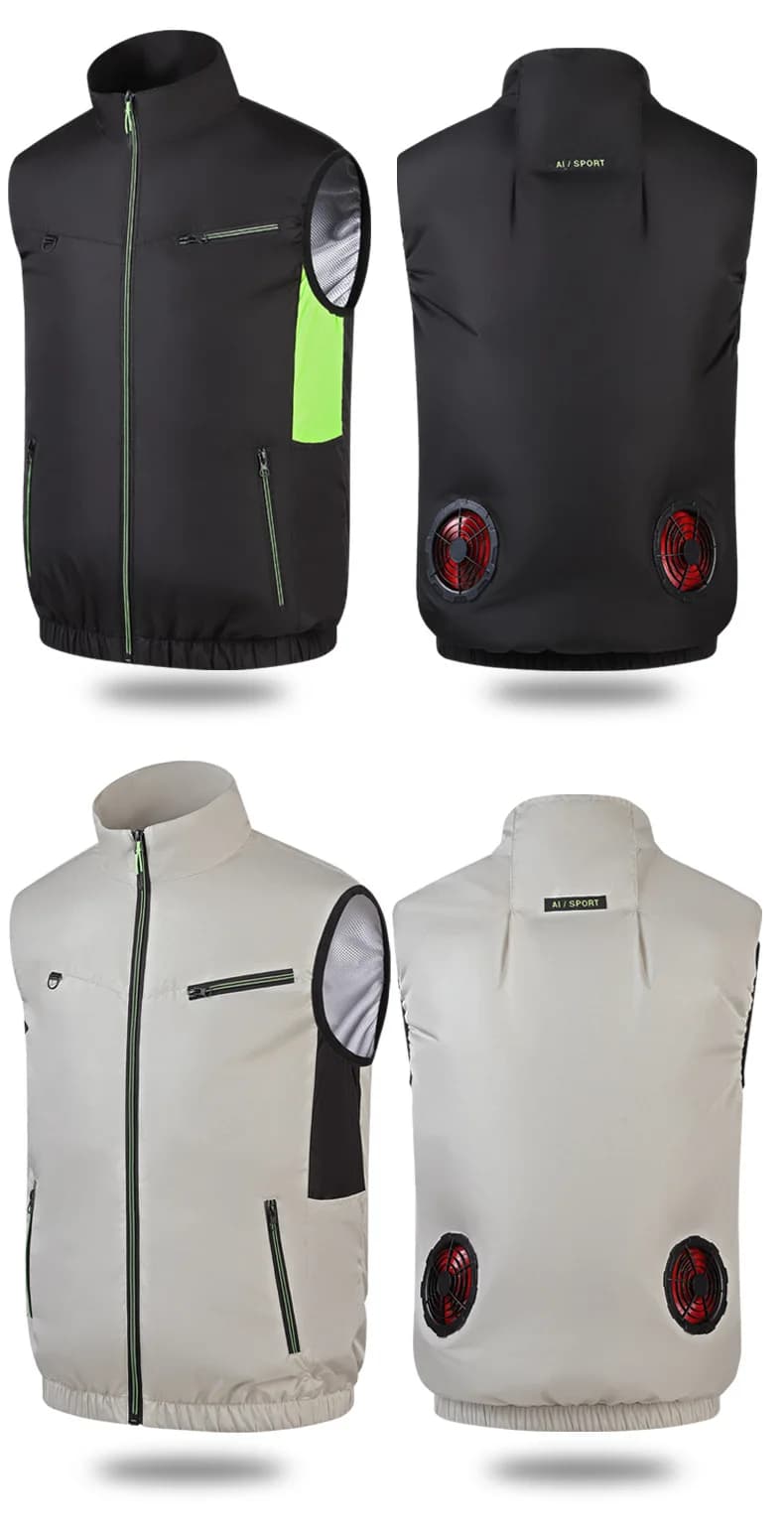 Veste rafraîchissante homme avec ventilateur rechargeable pour chantier et pêche en été