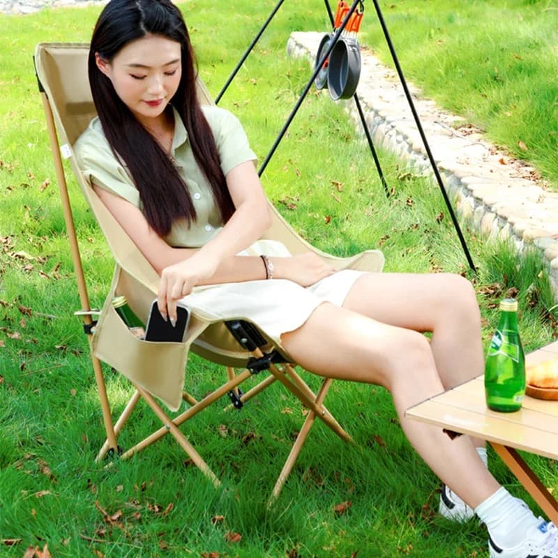 Chaise lune pliante avec épais rembourrage - Siège camping perlé pour adultes et événements