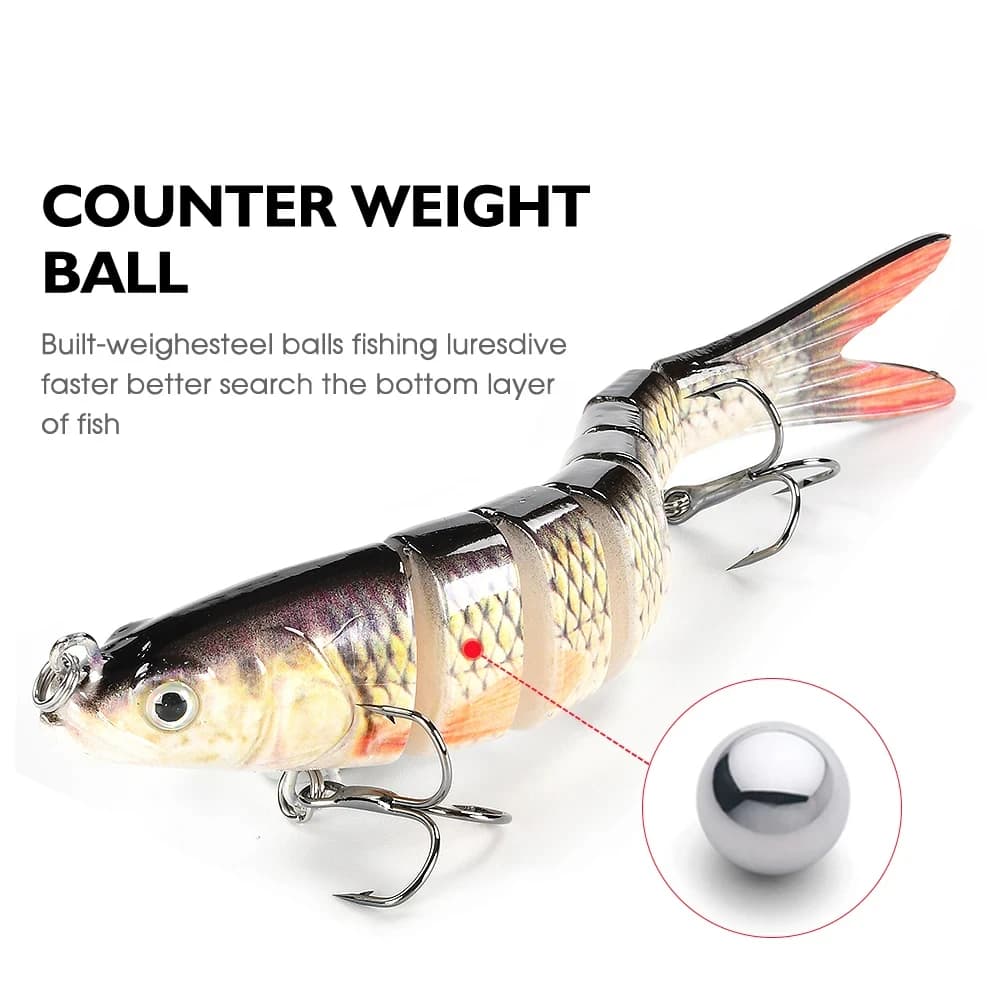Leurre de pêche multi-articulé swimbait crankbait pour truite et bar en eau douce et mer