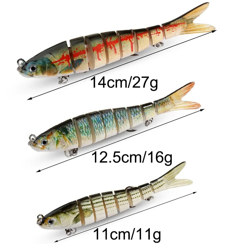 3 leurres souples multi-articulés 11g 16g 27g - swimbait bionique pêche carnassier perche brochet