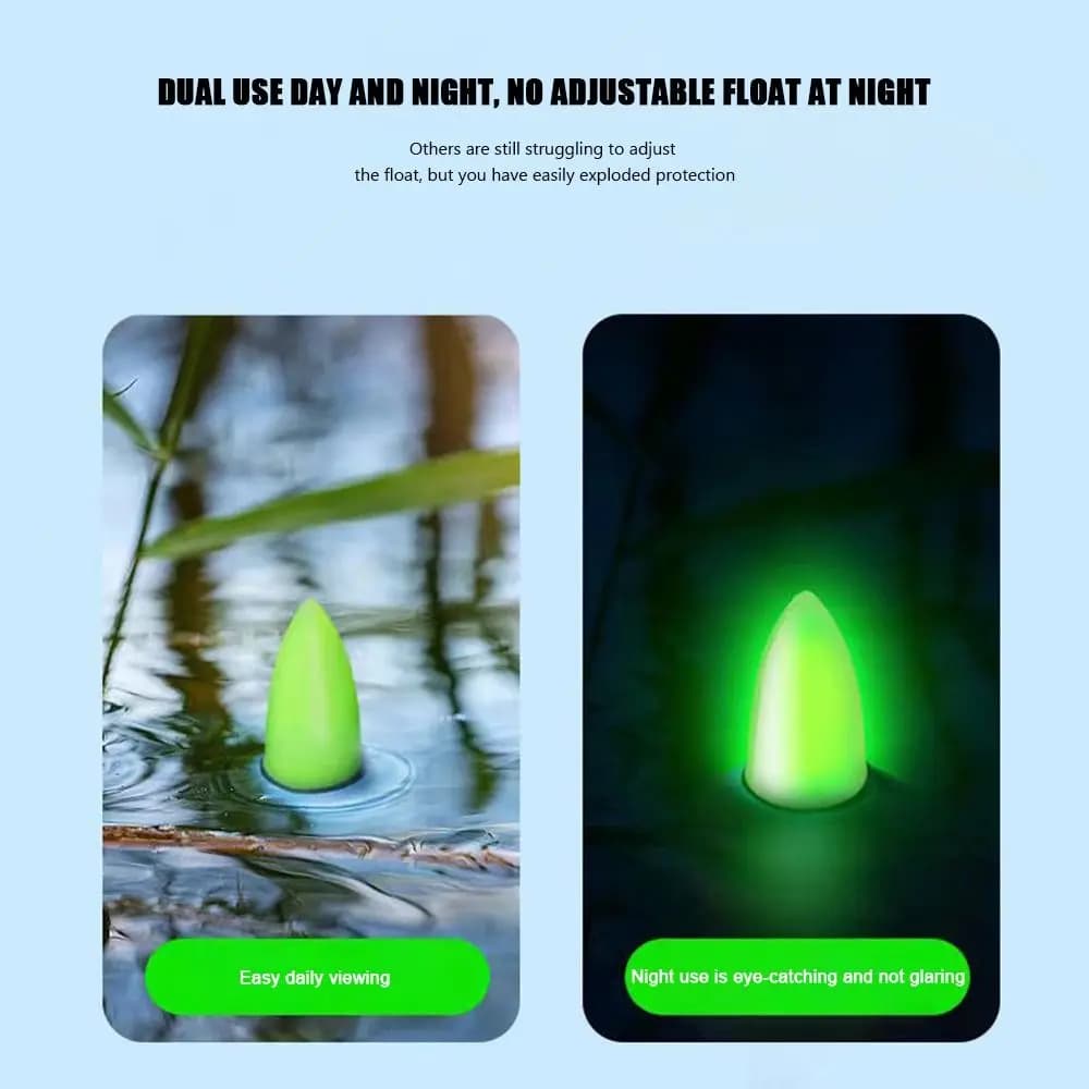 Indicateur de pêche de nuit électronique LED flotteur coulissant avec lumière verte et rouge pour bouchon