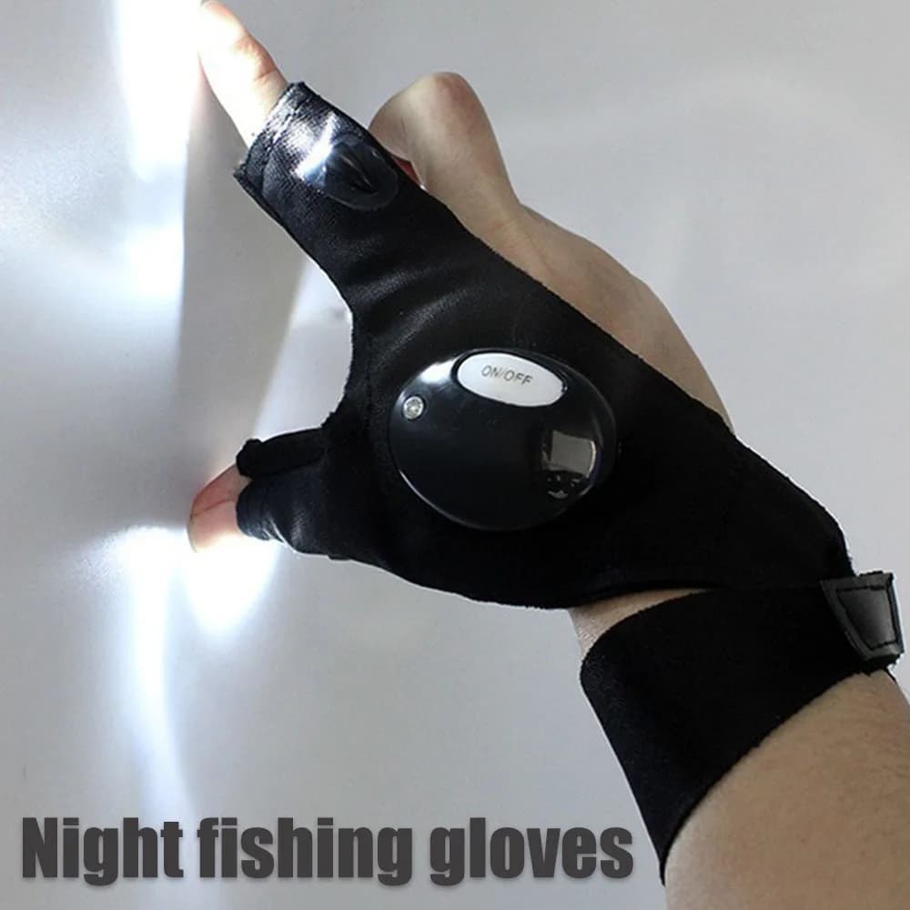 Gants vélo pêche avec lumières LED doigts lumineux sans doigts équipement sécurité nocturne