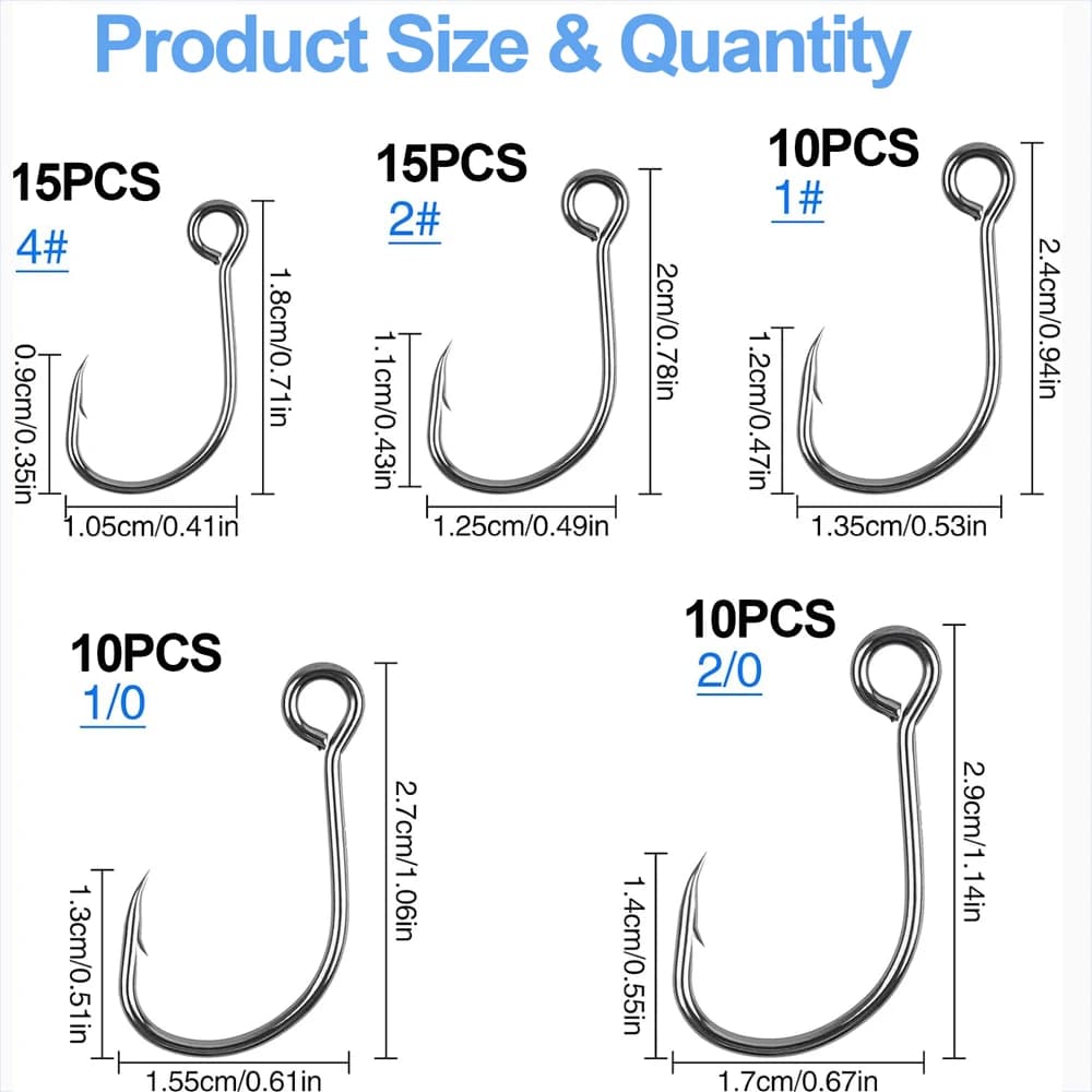Hameçons à œil unique 60 pièces pour leurres spinner - pêche au bar et truite avec accroche optimale