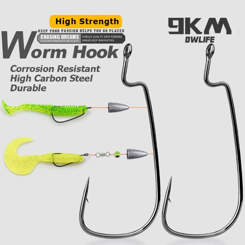 50 hameçons EWG Texas Rig sans déport pour leurres souples - pêche bass et carnassiers