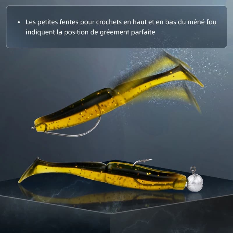 Leurre Souple Meredith Crazy Shiner 70-130mm, Appât Artificiel Wobbler pour la Pêche du Bar et Carnassiers