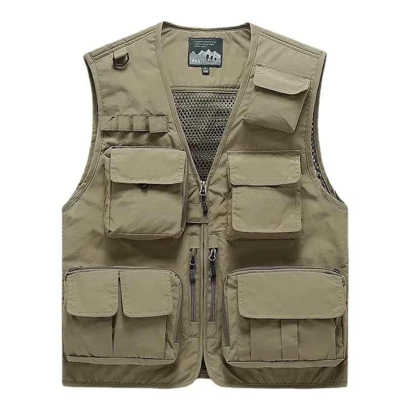 Veste mesh pêche homme 6XL multi-poches - Veste respirante pour photographie et escalade en extérieur