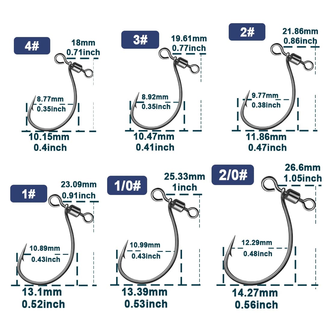 Hameçons Drop Shot 9KM 25PCS avec émerillons pour black-bass, perche et silure - Acier haute teneur en carbone