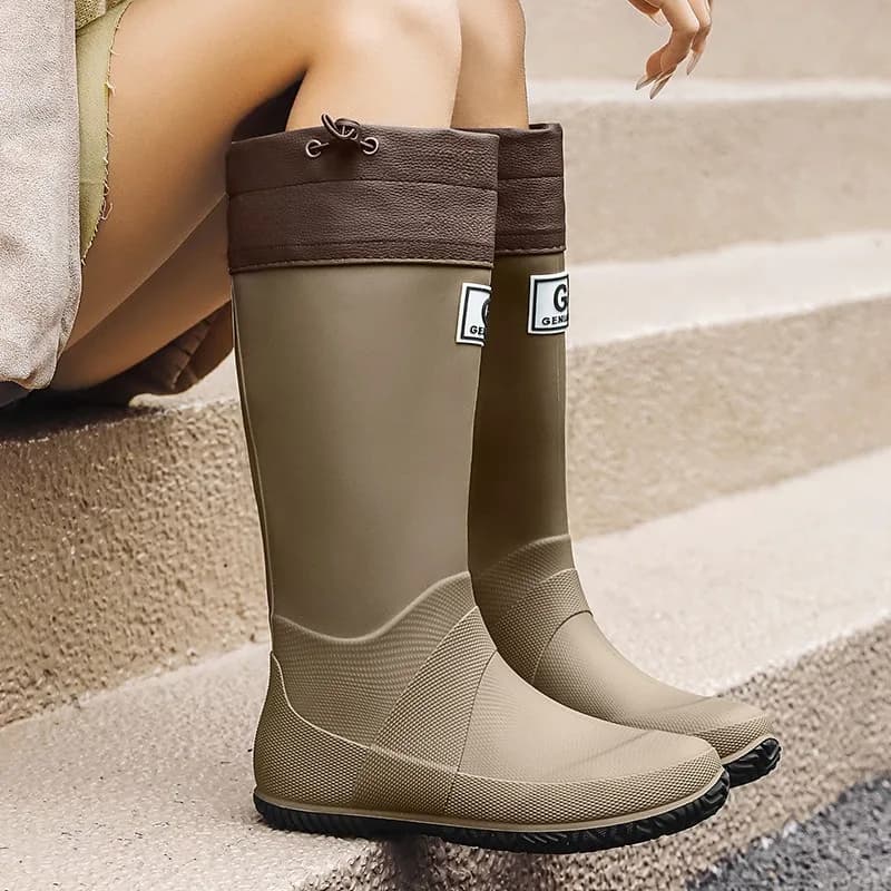 Bottes de pluie couple homme femme mode long tube caoutchouc anti-dérapant pêche extérieur