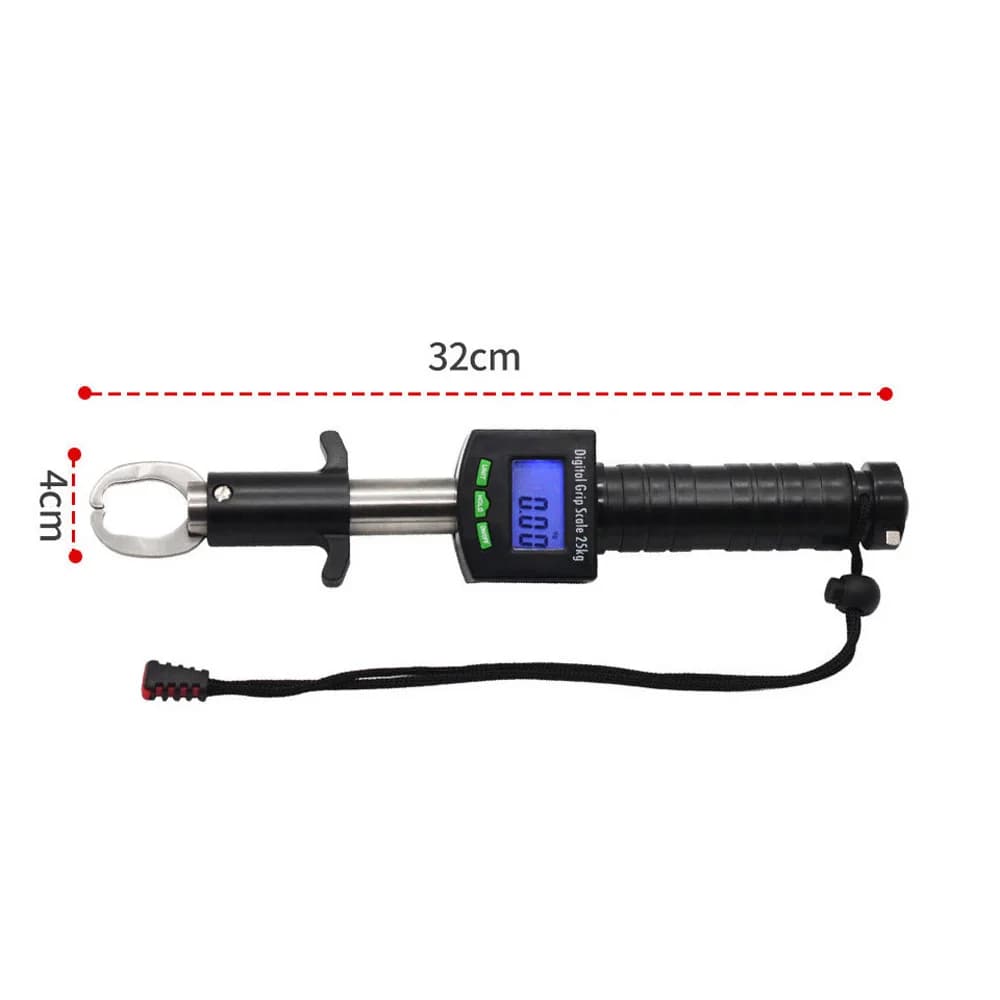 Pince à lèvres poisson professionnelle acier inox balance électronique LED 25/15kg règle intégrée