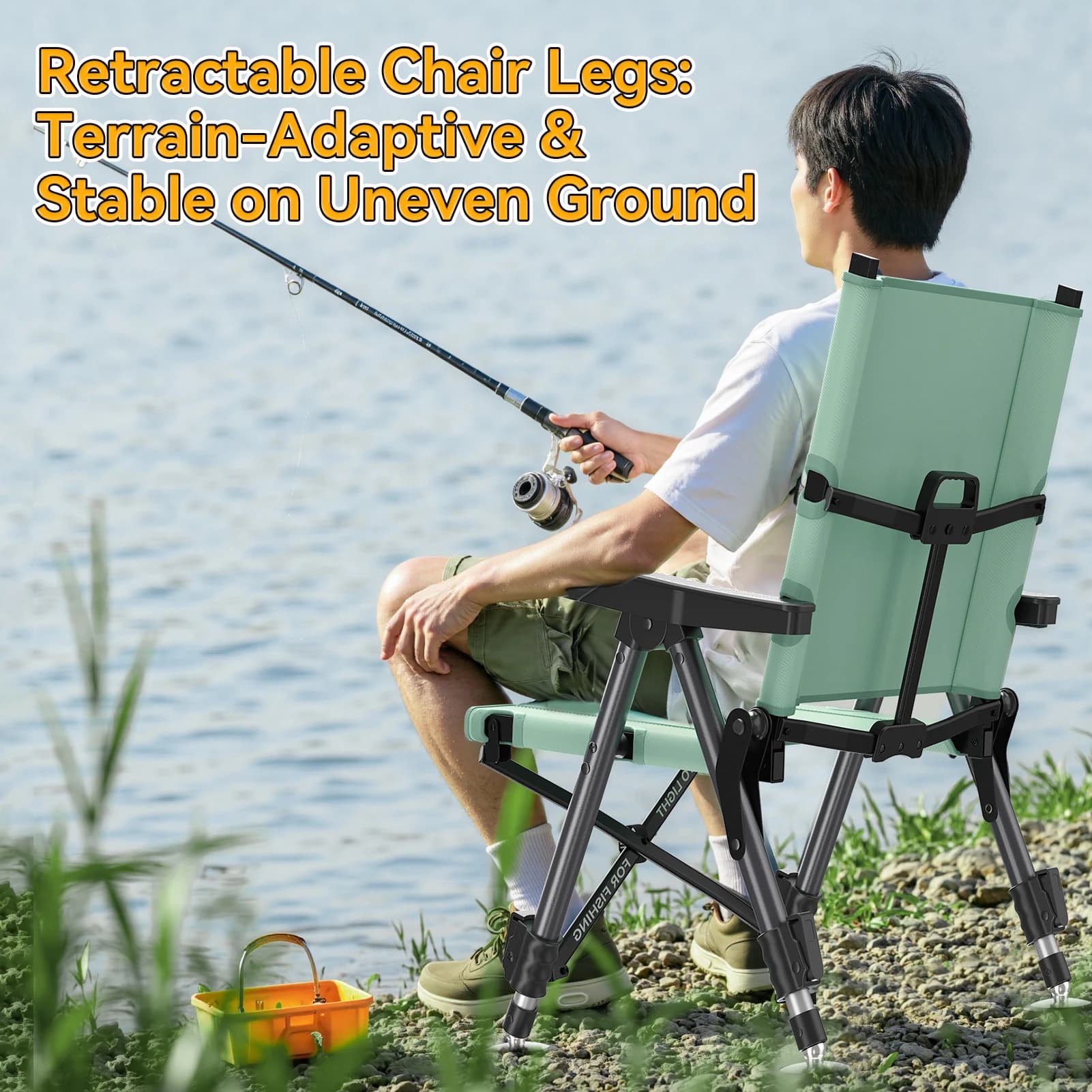 Nouvelle chaise de pêche pliante réglable - Dossier ajustable et pieds télescopiques terrains variés