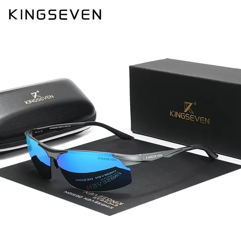 Lunettes de soleil polarisées KINGSEVEN pour pêche en mer - Verres miroir aluminium aviation qualité premium