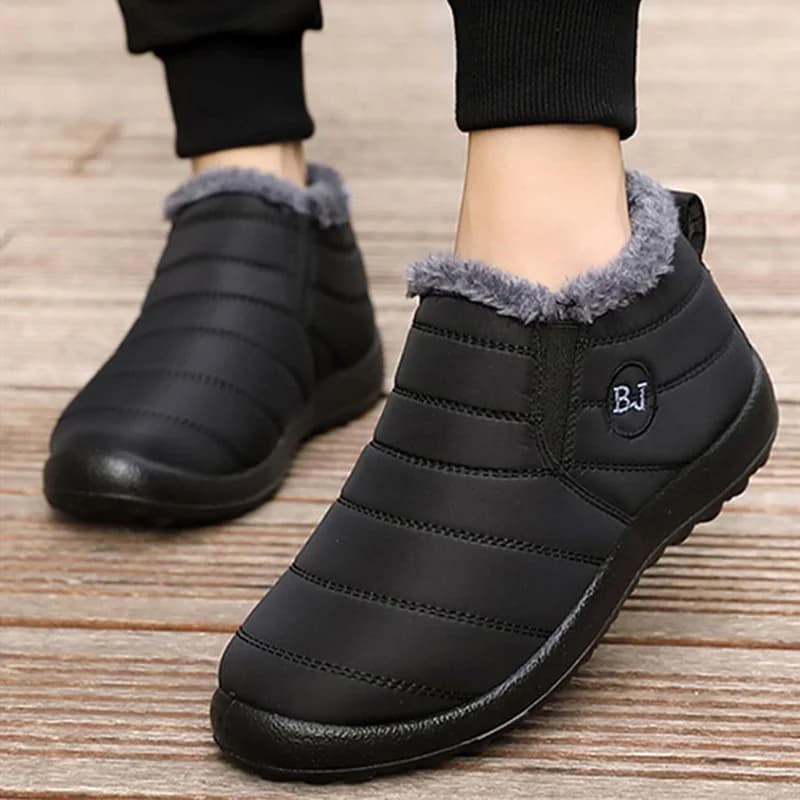 Bottes hiver légères femme grande taille - Bottines noires couple imperméables