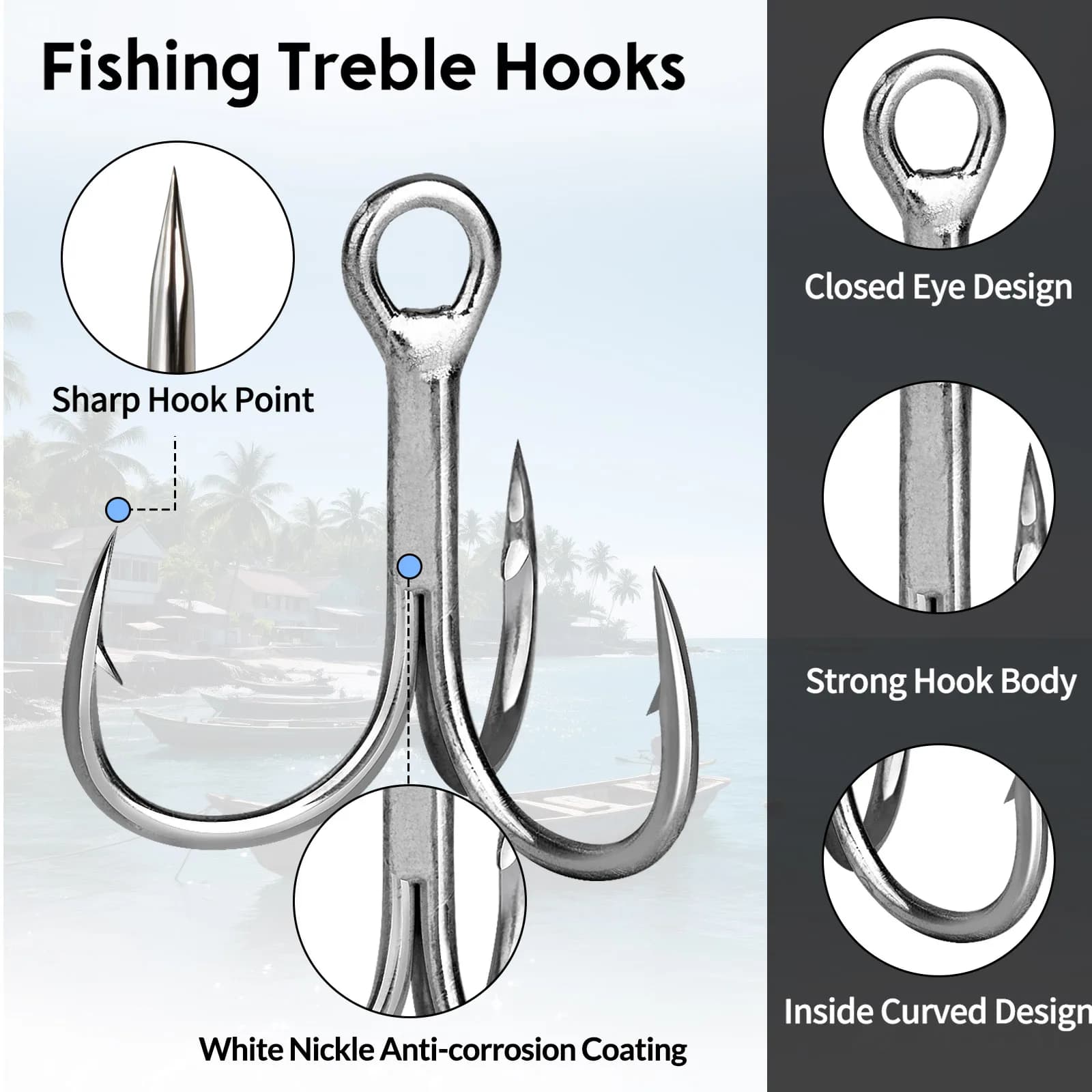Hameçons triples mer 9KM 3X renforcés 25 à 100 pièces pour leurres crankbait et spinners