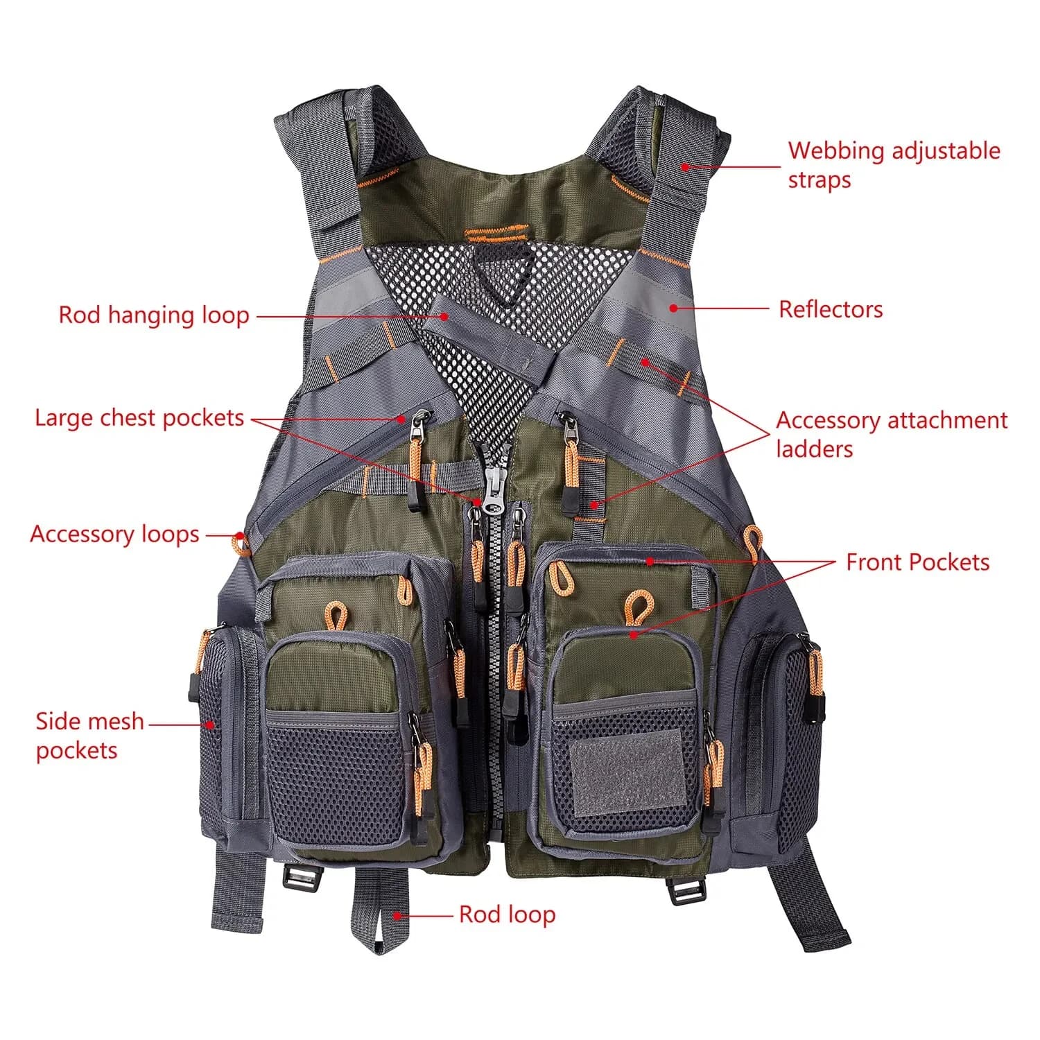 Veste de pêche respirante ajustable pour sports outdoor - Randonnée, vélo et pêche à la mouche confortable