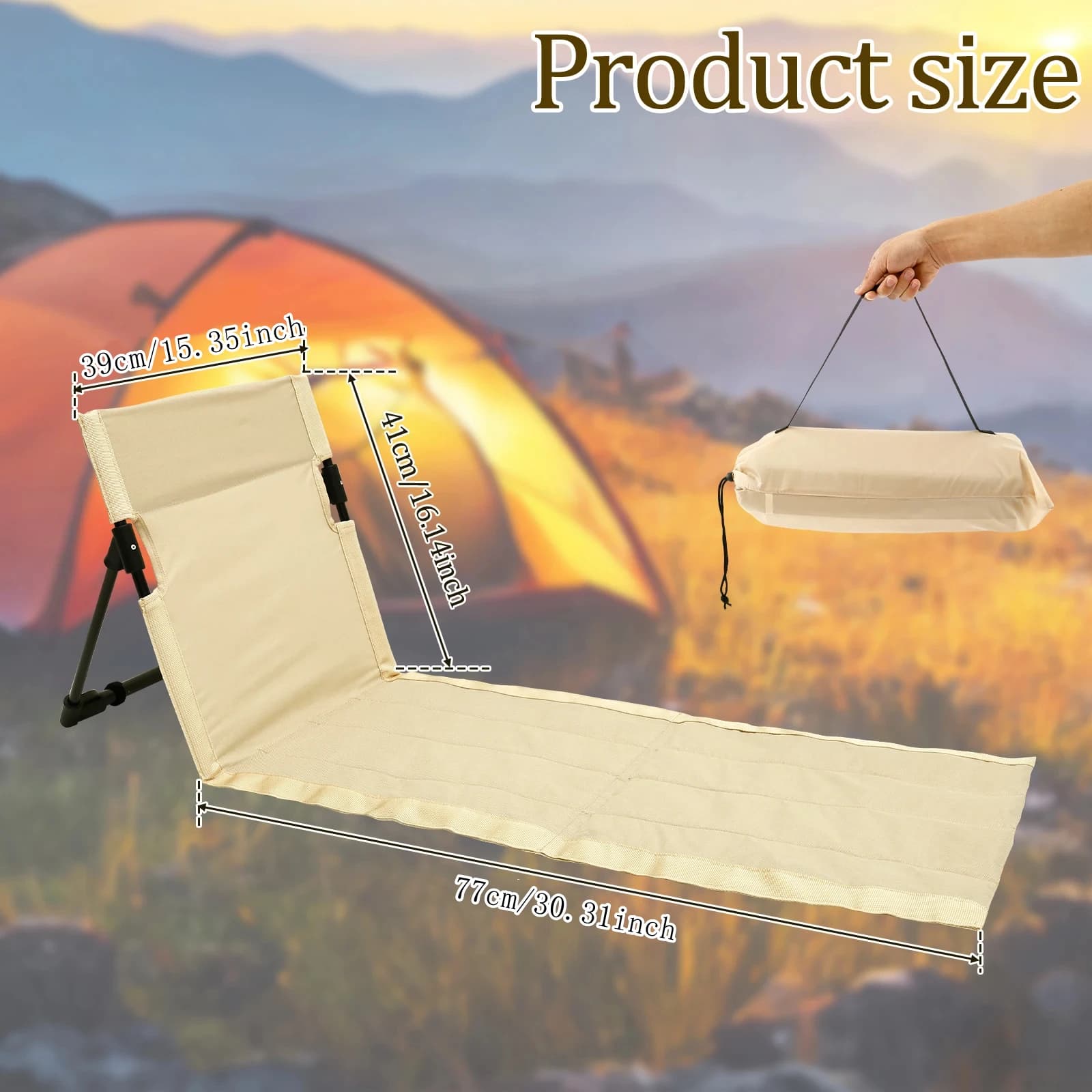Chaise paresseuse camping Oxford pliable - Dossier confortable pour pêche et pique-nique