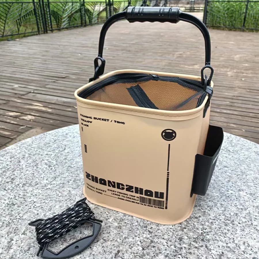 Seau pliable EVA pour pêche avec corde - Seau à poissons vivants portable pour pêche en extérieur et maison