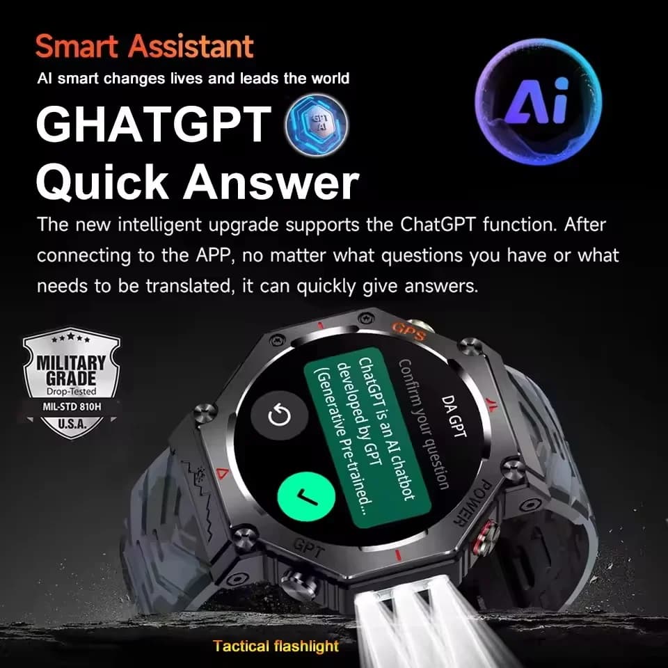 Montre militaire T-Rex 3 - GPS intégré, étanche 10ATM, boussole et altimètre pour aventures extrêmes