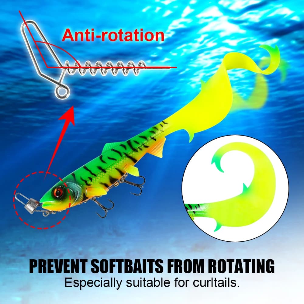 Montage Spinpoler Pike Stinger avec plomb spiral et triples hameçons pour shads curltails carnassiers