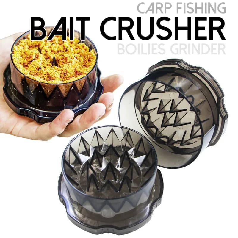 Broyeur à amorce pour carpe - Boîte en plastique fumé avec broyeur intégré pour bouillettes et appâts