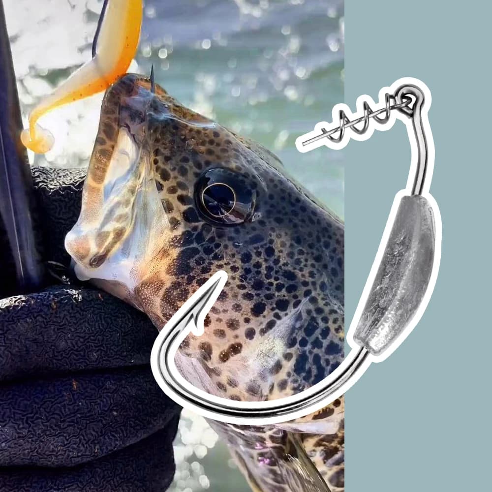 5 Hameçons Offset Poids Intégré FISH KING 2g-7g pour Texas Rig - Pêche Leurres Souples