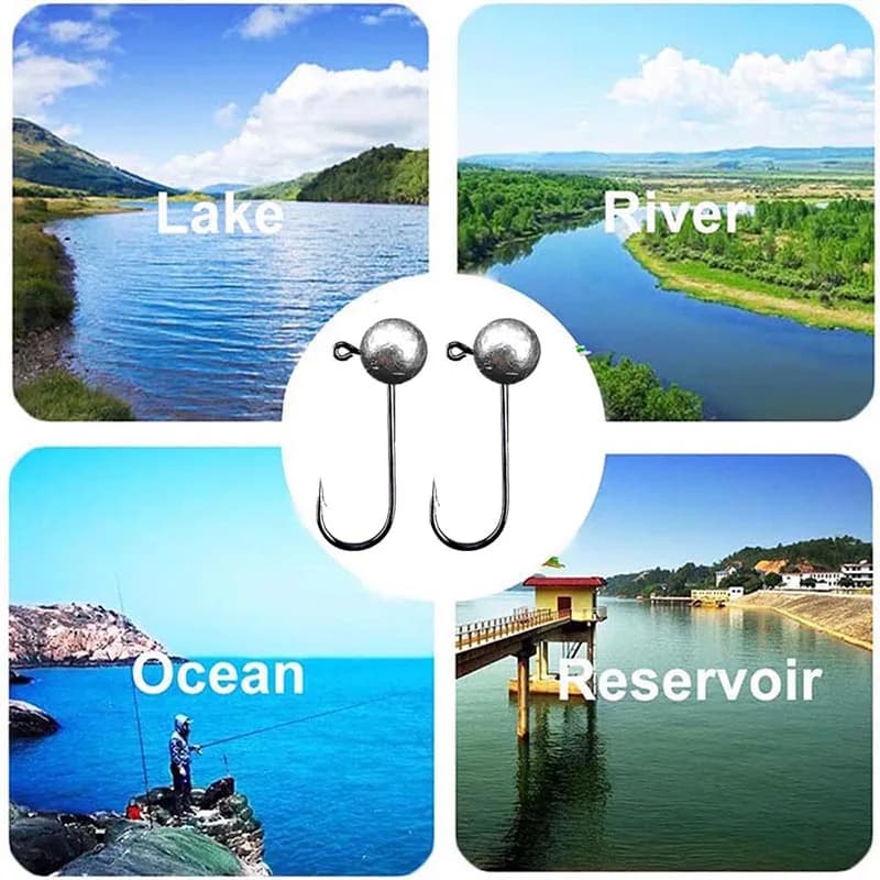 Têtes plombées jig head 10 pièces poids variés 1g à 10g pour leurres souples fishing