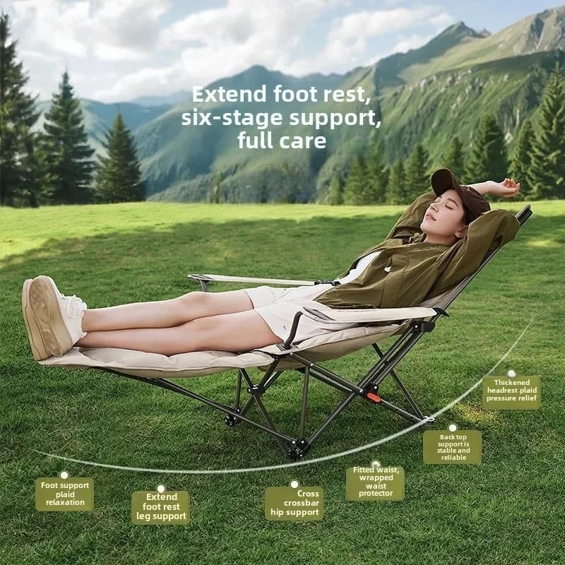 Fauteuil camping pliant inclinable avec siège rembourré coton réglable pour pêche plage voyage extérieur