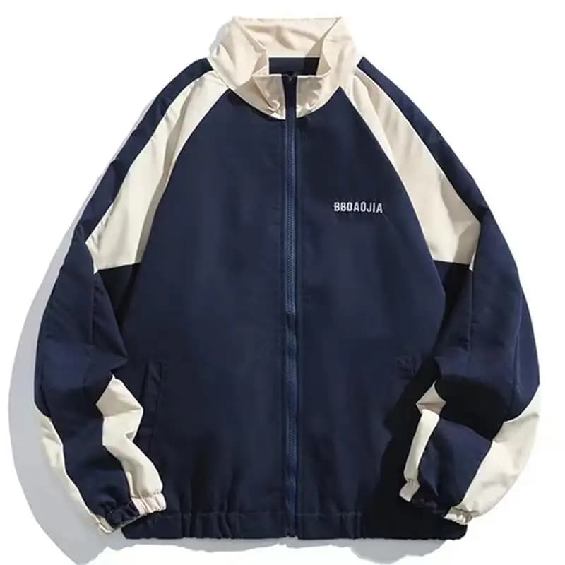 Veste varsity homme hip-hop patchwork color block tendance printemps automne pêche