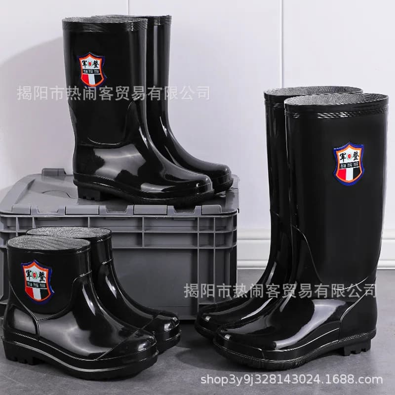 Bottes de pluie extra petites hautes tube cuisine protection travail anti-dérapantes imperméables noires