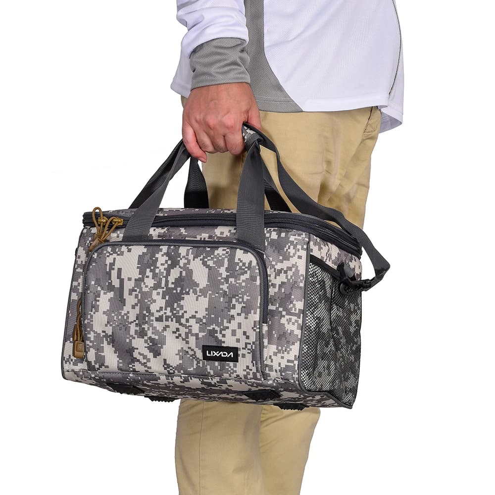 Sac bandoulière pêche multifonction Lixada toile canvas rangement leurres moulinets accessoires