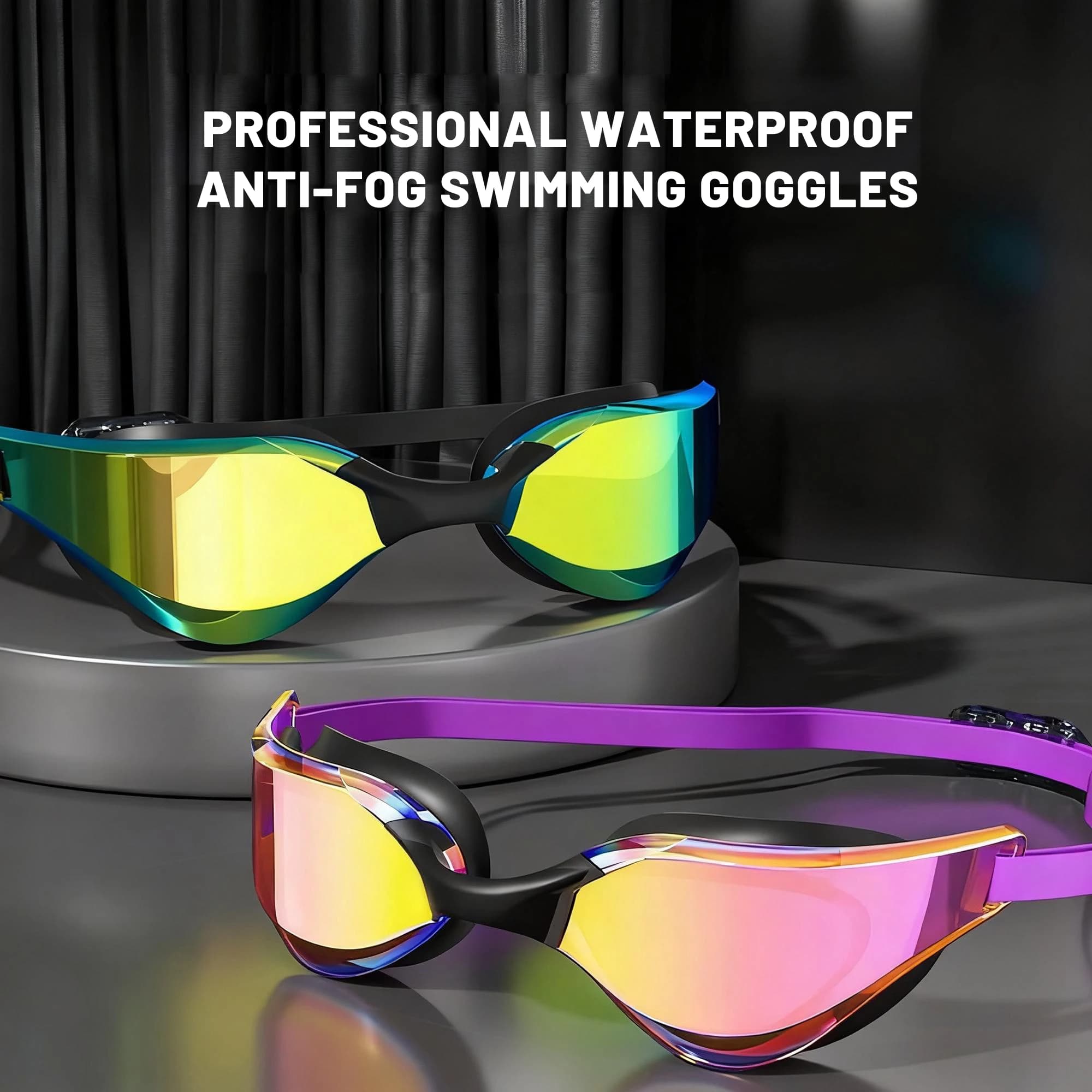 Lunettes de natation professionnelles adulte avec pince-nez bouchons d'oreilles et bonnet - HD étanches
