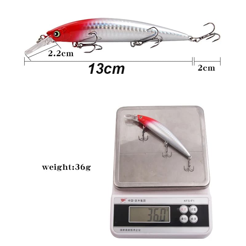 Leurre de pêche YUCONG 1PX Minnow coulant 13cm 36g, leurre dur silencieux pour la pêche en