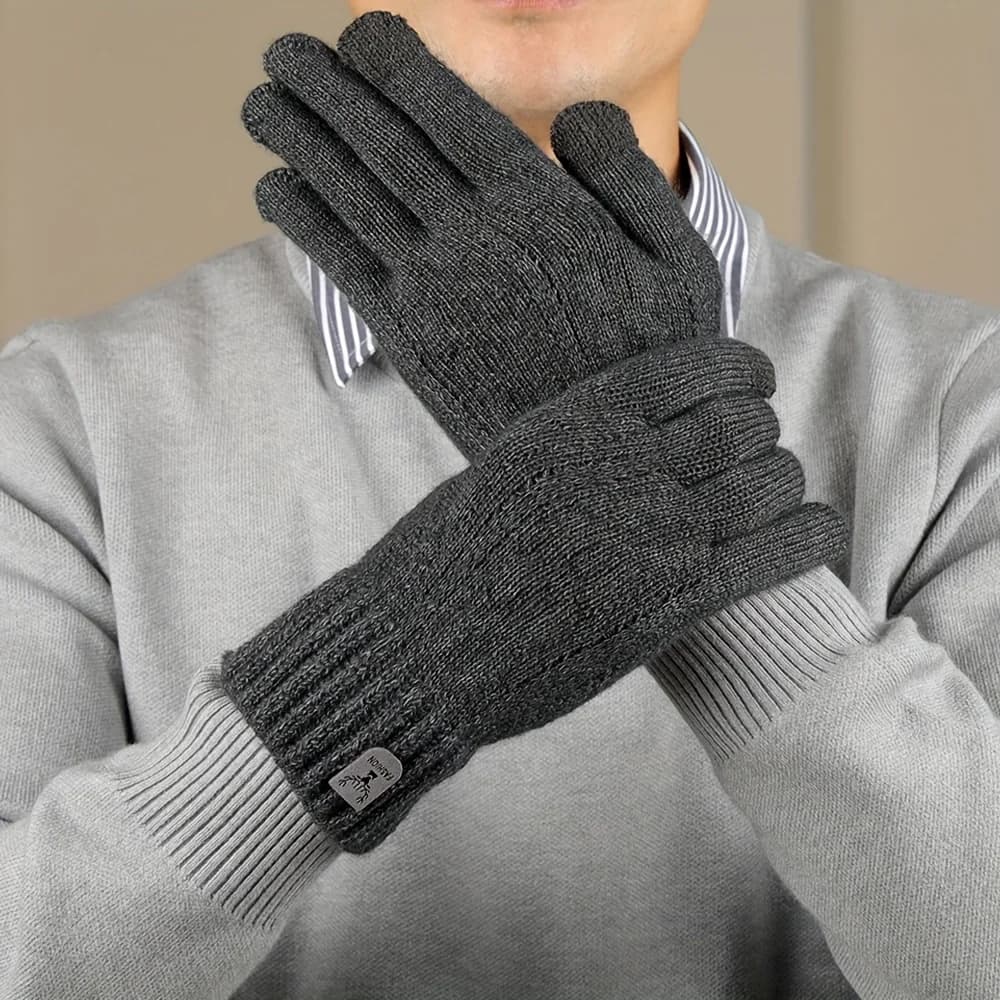 Gants thermiques tactiles pêche homme femme - Doublure polaire anti-dérapante doigts complets laine