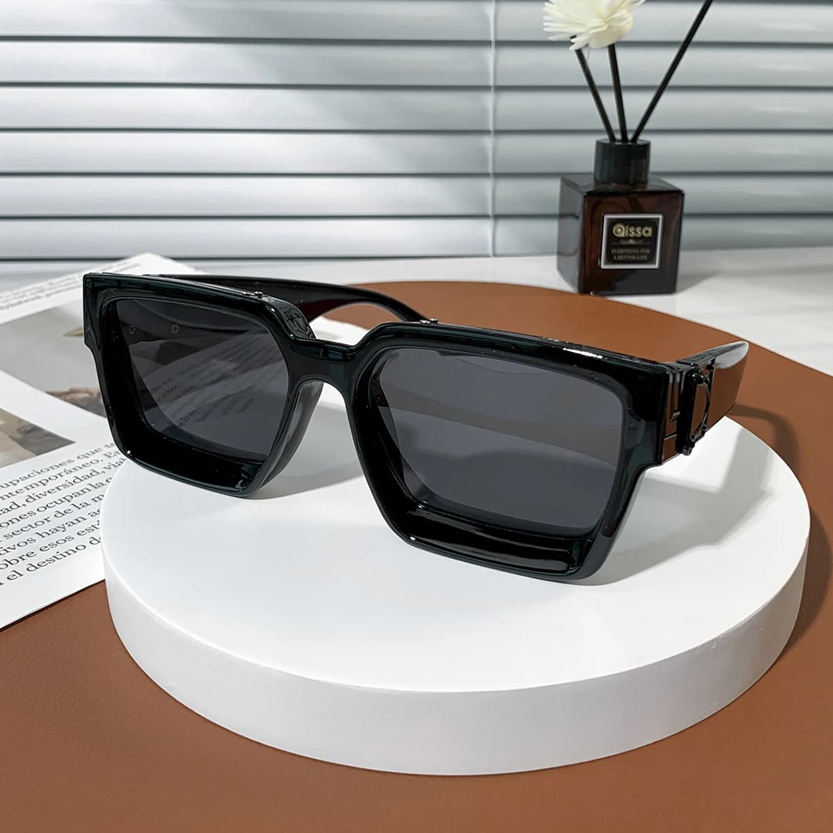 Lunettes Ruiao millionnaire noir luxe 2026 - Monture carrée UV400 pêche et loisirs