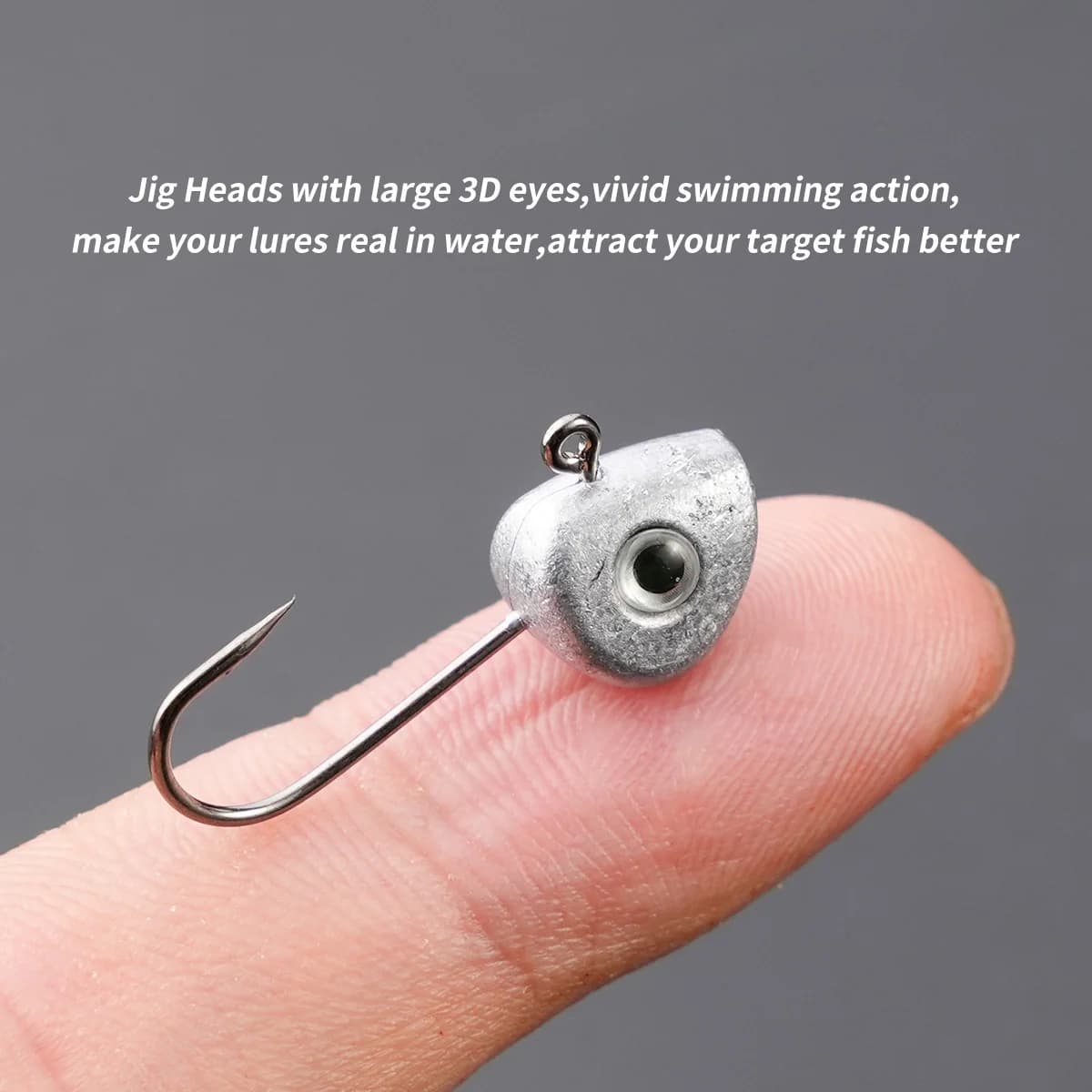 Lot de 10 hameçons jig tête plombée 0.5g à 5g avec yeux 3D pour leurres souples,