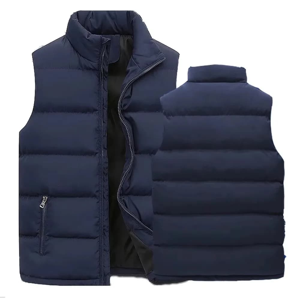 Veste sans manches imperméable hiver homme, col montant et fermeture éclair pour pêche en automne