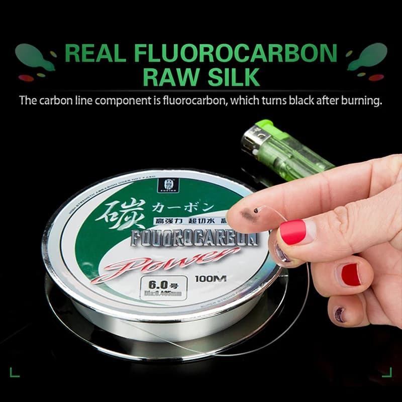 Ligne de pêche fluorocarbone 100% invisible ZUKIBO 50m, leader monofilament haute résistance pour carnassiers