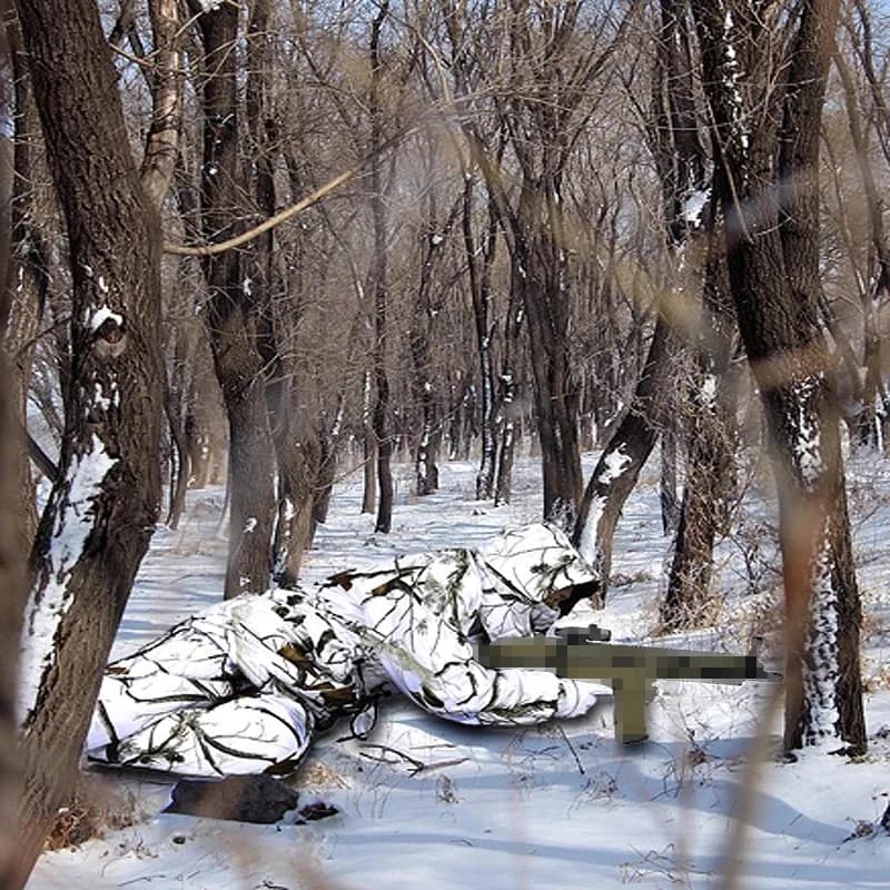 Ghillie Suit Hiver Imperméable Neige - Tenue Thermique Pêche Chasse Camouflage Bionique