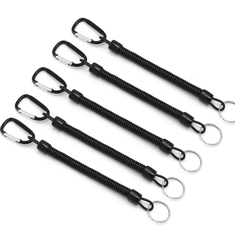 Lanières de pêche tactiques 5 pièces élastiques rétractables avec mousqueton - Anti-perte pour accessoires