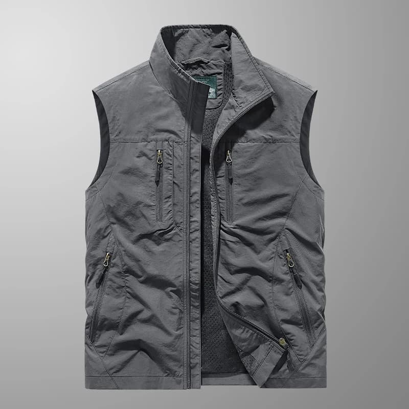 Veste de pêche grande taille d'été tactique - Multi-poches légère pour randonnée et safari pêche