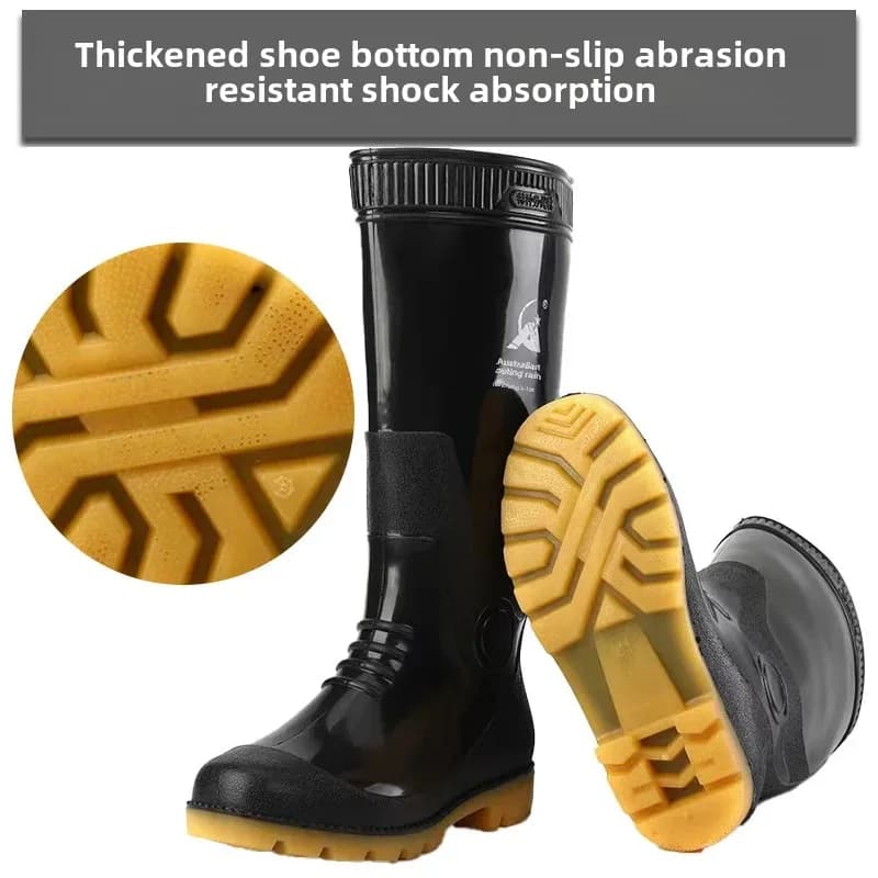 Bottes pluie homme hautes épaisses pêche travail OTAT imperméables PVC talon bas
