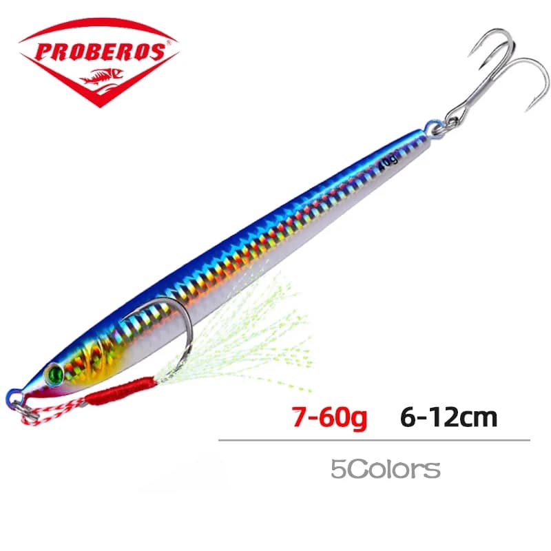 Jig métal PRO BEROS 7g-60g pour trolling - Leurre plongeant pêche au bar et truite de mer