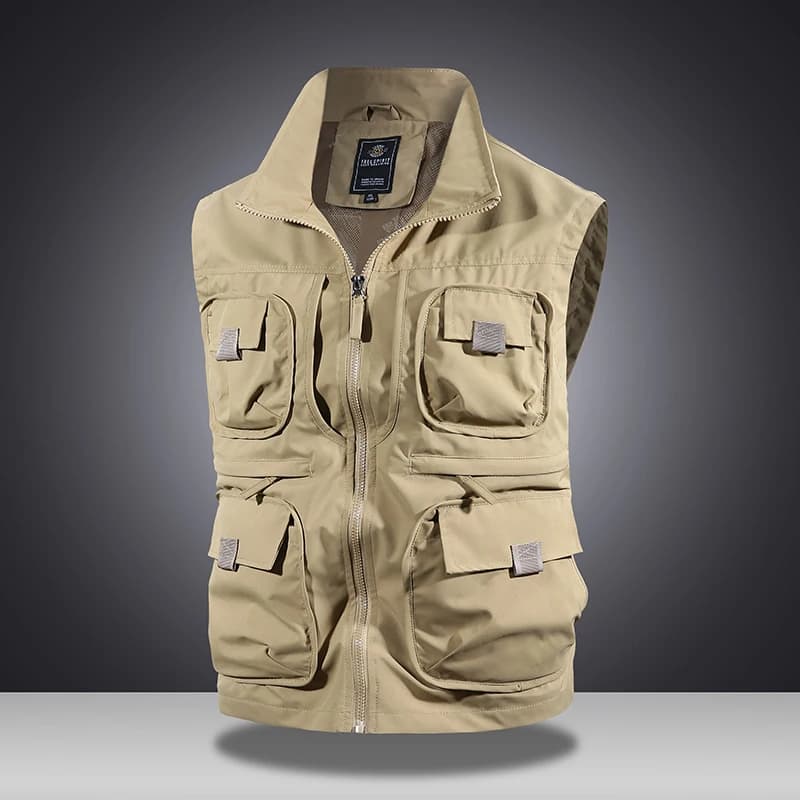 Veste sans manches homme multifonction pêche travail printemps automne respirante à poches multiples