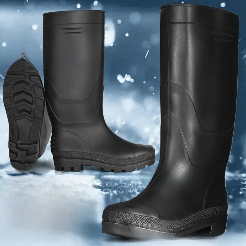 Bottes de pluie homme tube haut noires épaisses antidérapantes construction pêche