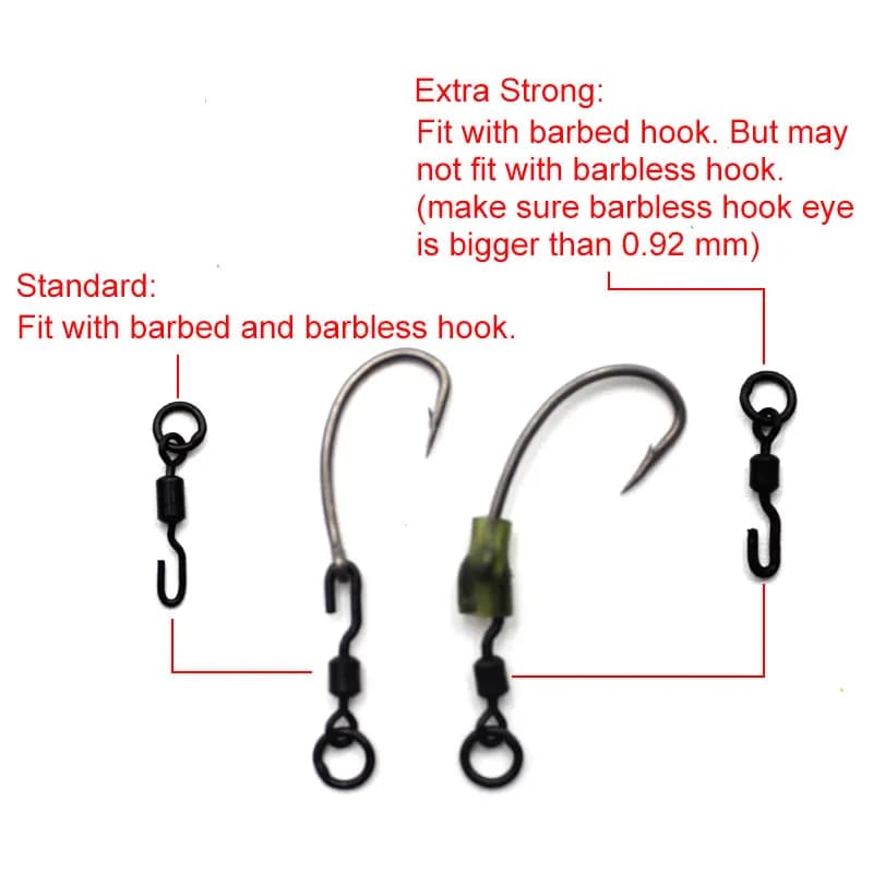 20 pièces émerillons tournants extra forts pour la pêche à la carpe, accessoires rig chod et hélice