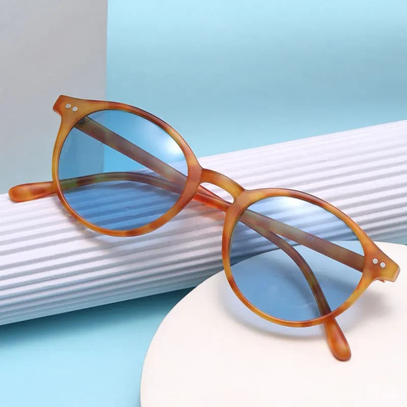 Lunettes de pêche polarisées rondes rétro - Protection UV400 avec cadre léopard tendance